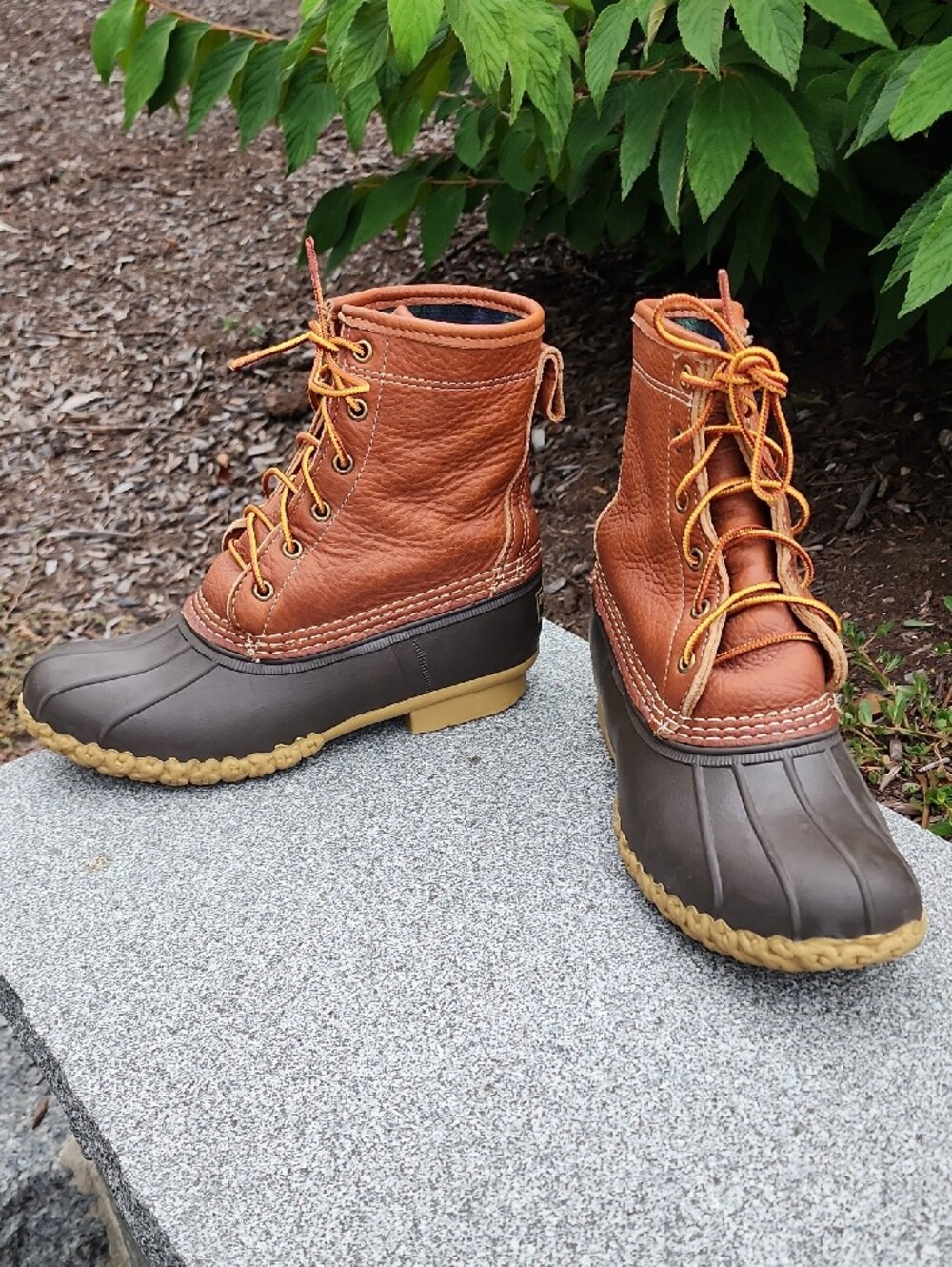 L. L. Bean Brown Leather Duck Boots With Flannel Lining - Size 8 M